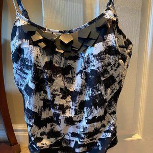 Gideon Oberson Black and White One Piece Swimsuit Size 14
